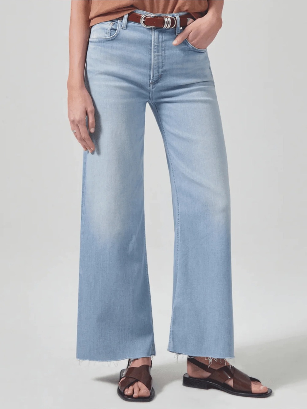 Citizens Of Humanity Lyra Light Blue Wide-Leg Crop Jeans